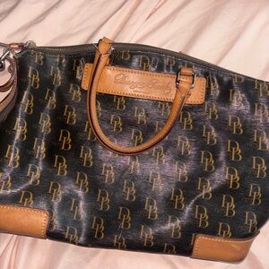 Dooney & Bourke Brown and Tan Tote with Signature Monogram